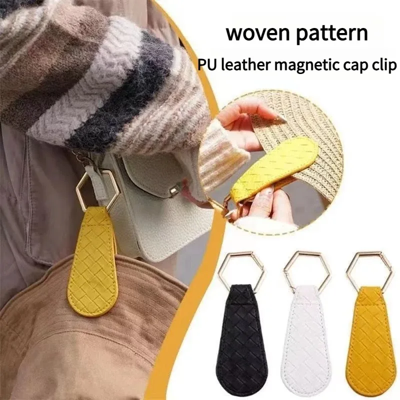 nouvelle pince magnétique en cuir pour chapeau, portable, pour sac à dos, sac à main, fixation de vêtements