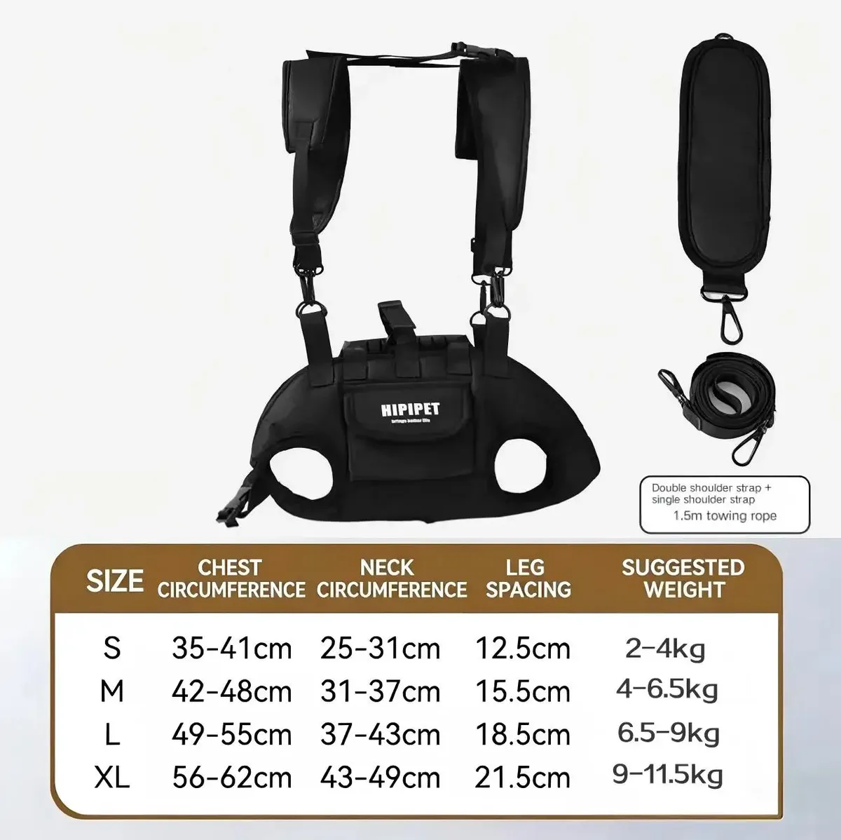 sac à dos portable pour chien avec laisse intégrée, sac à bandoulière pour promener les chiens, accessoires élégants pour animaux de compagnie tendance