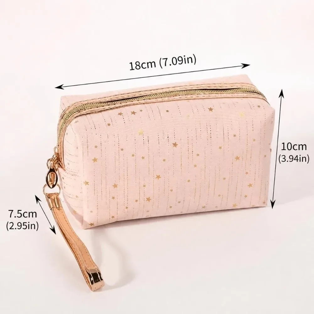 sac de maquillage grande capacité bling, ténu doré, imperméable, léger et respirant, organisateur de toilette de voyage