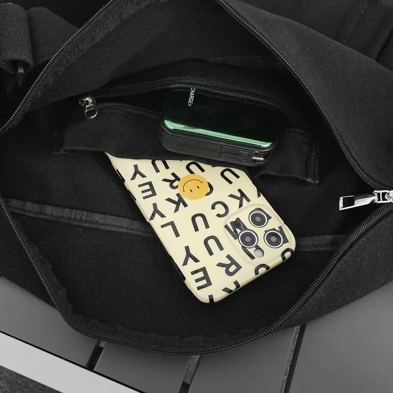 sacs à bandoulière en toile de couleur unie pour femmes, sacoche de shopping de grande capacité, sac à bandoulière pour étudiant, sac d'école unisexe