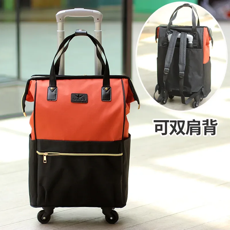 valise de voyage simple et portable de grande capacité pour femmes, sac à roulettes, sac à dos, sac d'embarquement, 2025
