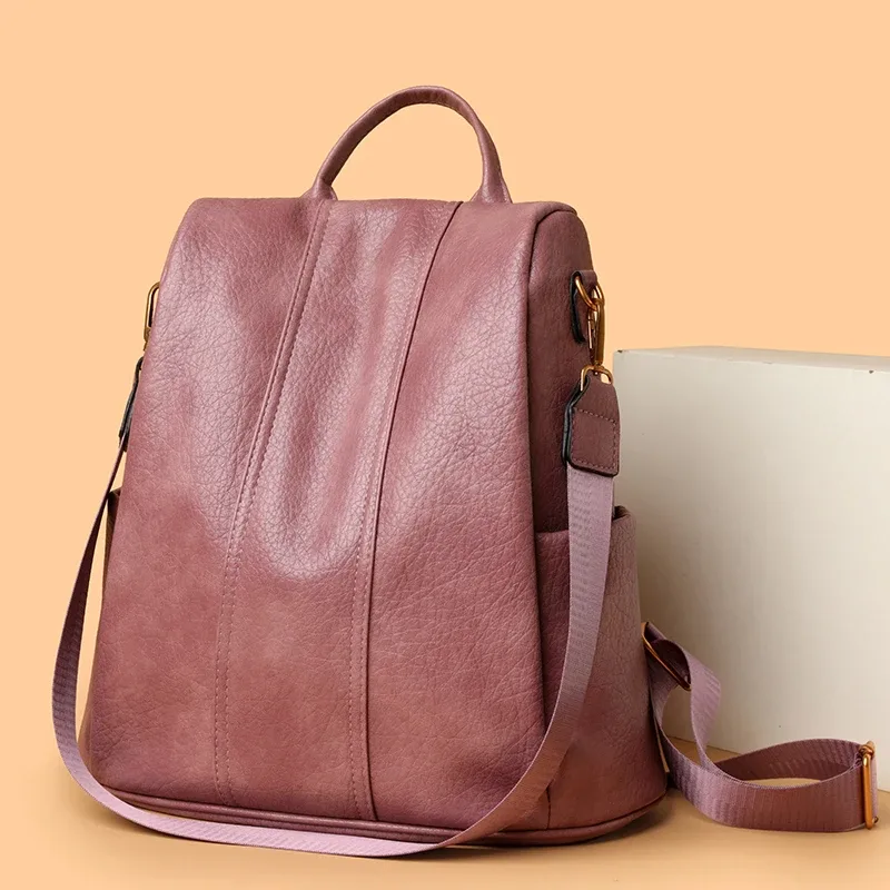 sac à dos en cuir imperméable antivol pour femmes, sacs à bandoulière multifonctionnels de grande capacité pour filles, sacs à dos de voyage mochilas 2026