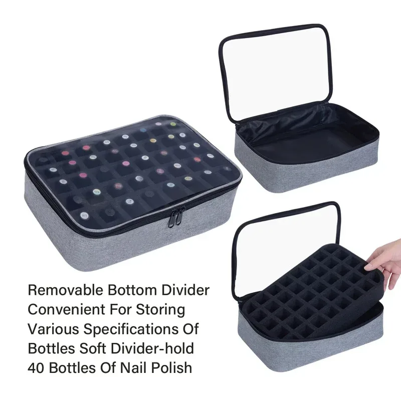 sac cosmétique de stockage de vernis à ongles coloré portable de grande capacité 40 bouteilles