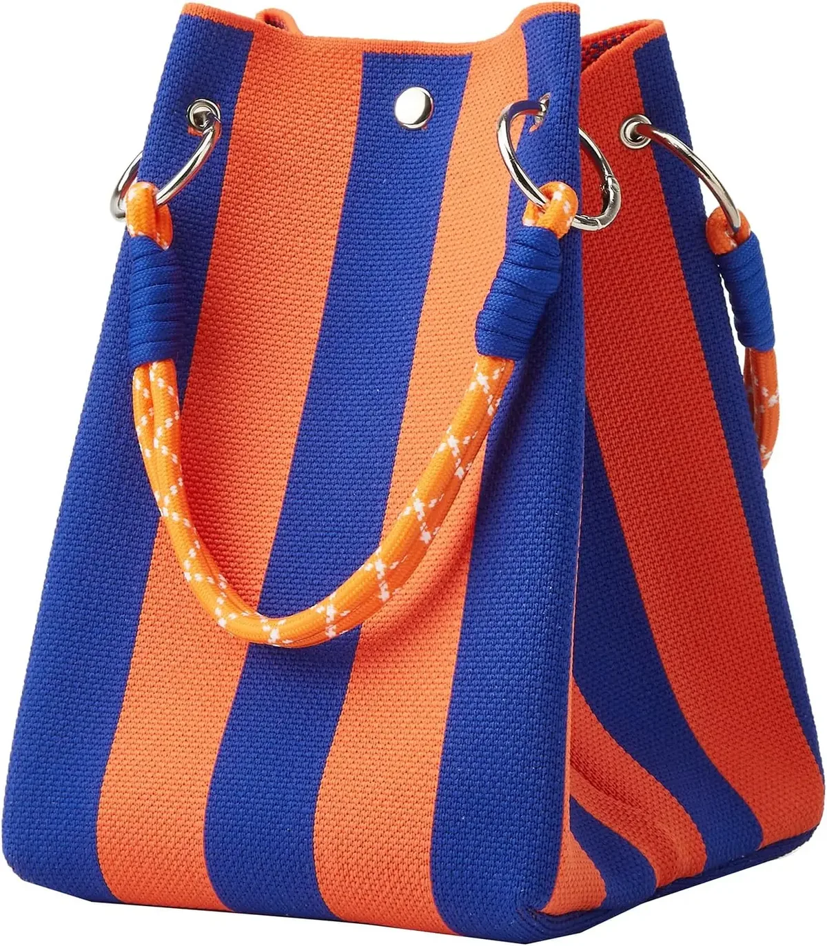 mini sac fourre-tout en tricot style coréen pour femme, sac à main en crochet rayé, sac à bandoulière léger pour l'été, pour les vacances