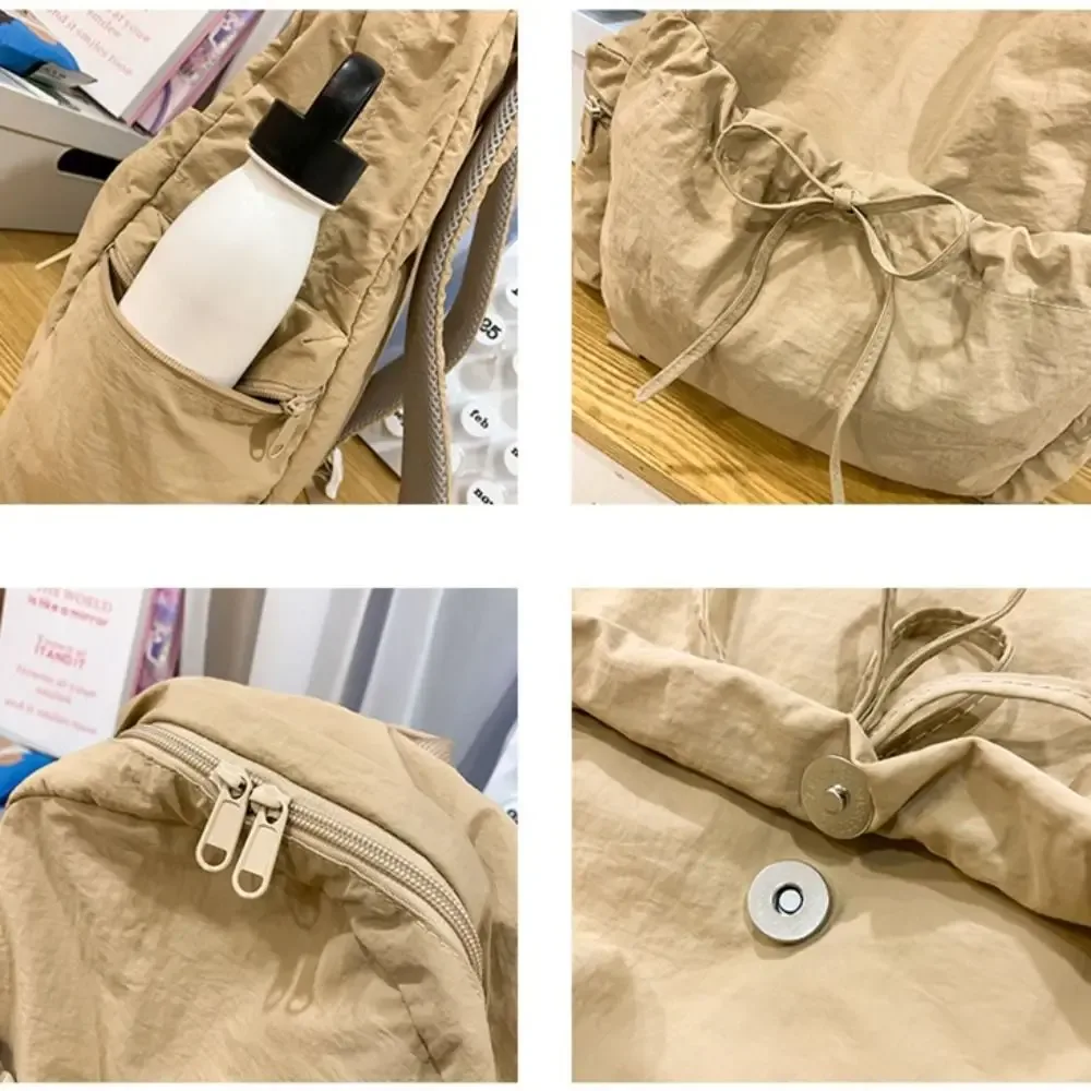 sac à dos mignon avec nœud, couleur unie, cordon de serrage, grande capacité, léger, pour étudiants, école, voyage