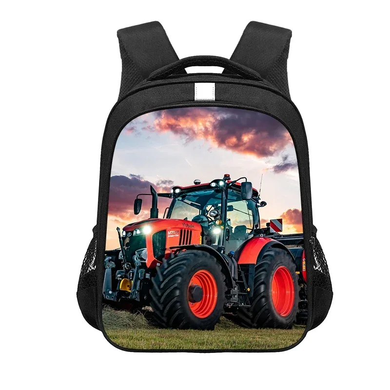 sac à dos de jeu avec tracteur de ferme imprimé, sac d'école de dessin animé pour garçon et fille, sac à dos pour ordinateur portable