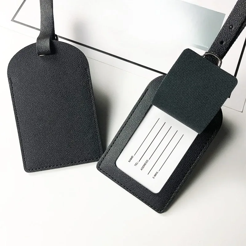 étiquettes de bagage en cuir pu pour femmes et hommes, accessoires de voyage, porte-nom et adresse pour valise, étiquettes d'embarquement portables