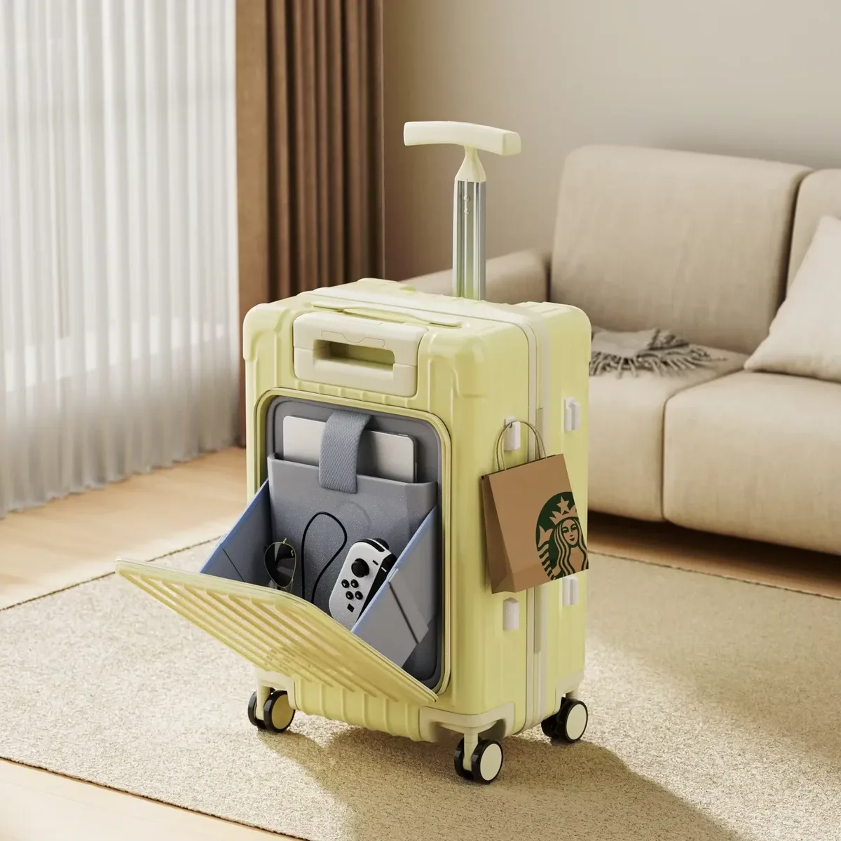 valise à roulettes pour enfants bunnyfly avec ouverture frontale, compartiment pour ordinateur portable, bagage à main pour les voyages, facile à manipuler