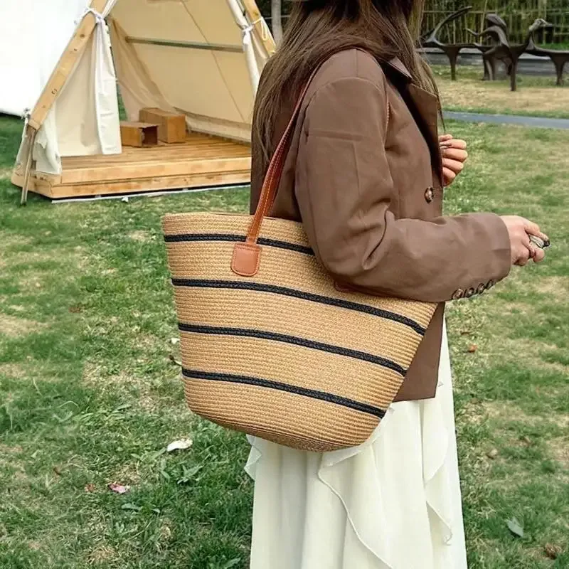 sac à bandoulière en paille inswind pour femmes, grande capacité, pour la plage, les voyages, les vacances, l'usage quotidien, le shopping, les trajets domicile-travail et les courts séjours