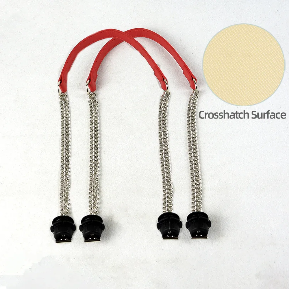 1 paire d'accessoires obag longues poignées en cuir sangles argent longue double chaîne sous les bras pour o sac fourre-tout femmes sacs à main à bandoulière
