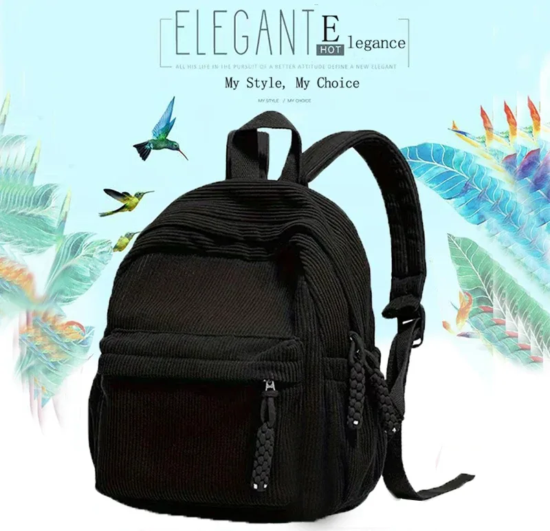 sac à dos en velours côtelé multicolore pour femmes, design élégant pour un usage quotidien, les sorties, pratique et polyvalent