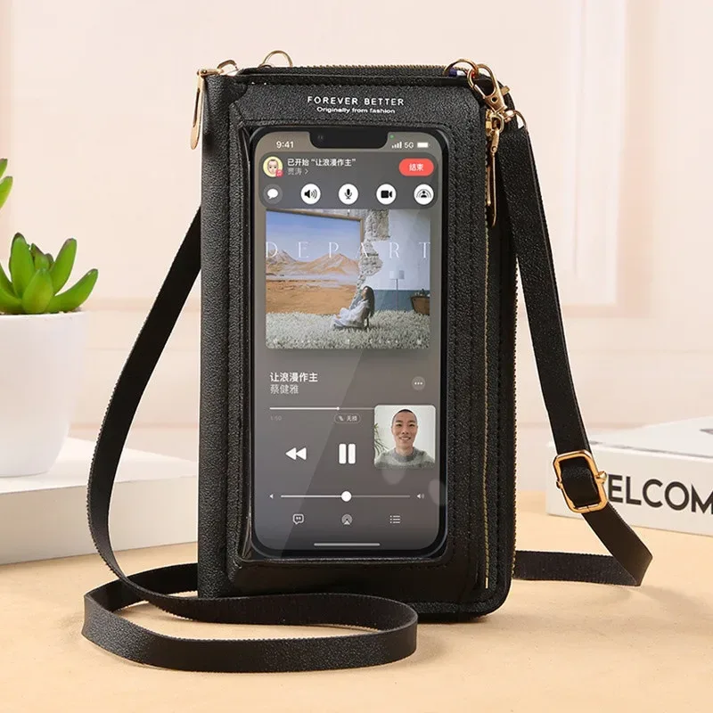 sac à main pour téléphone portable à écran tactile, portefeuille à bandoulière pour femme, porte-monnaie transparent à une épaule, nouvelle collection 2025