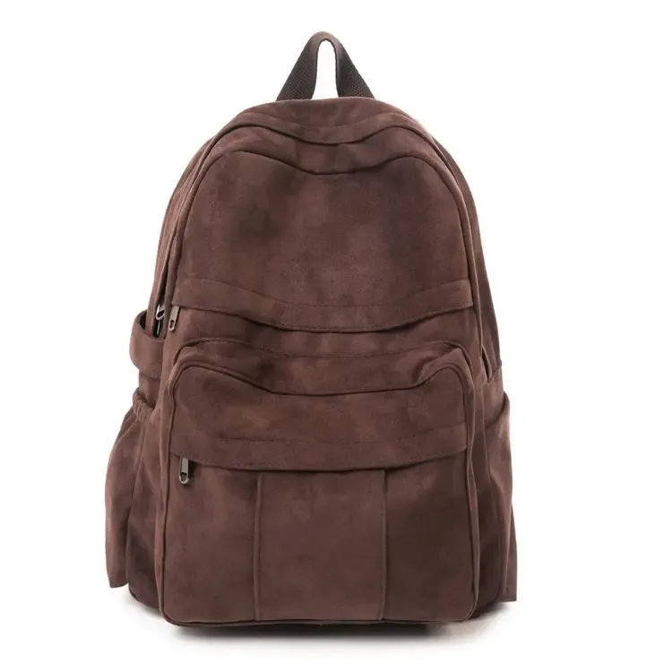sac à dos vintage en daim, sac à dos décontracté multi-poches, sac à dos rétro pour ordinateur portable et école, pour le collège