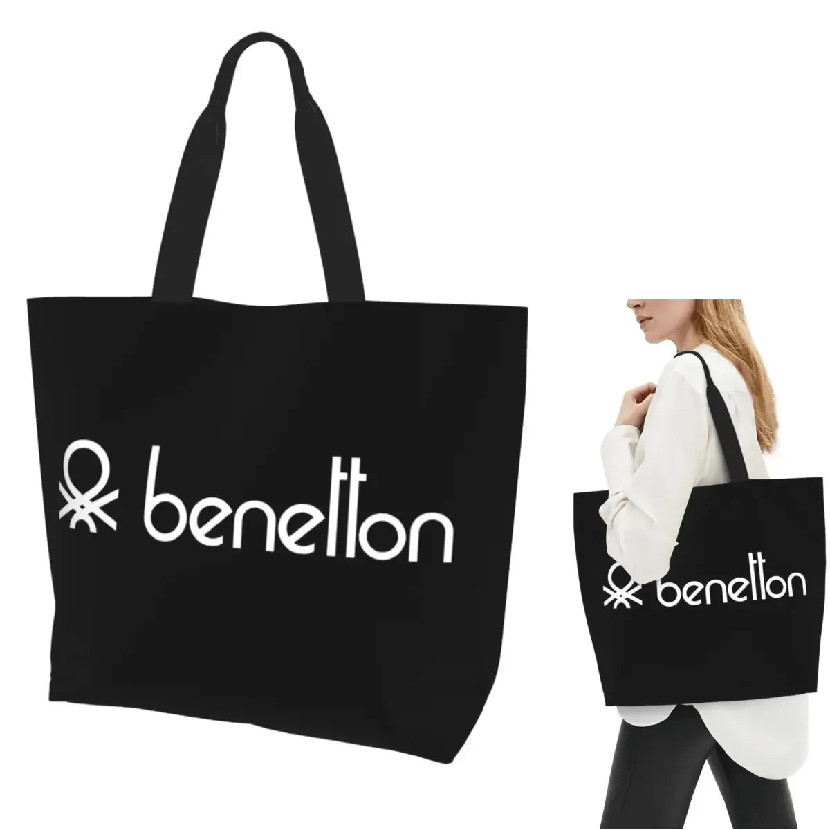 sac fourre-tout de shopping united colors of benetton, sacs à bandoulière en toile de grande capacité, sac à main d'épicerie pour femmes