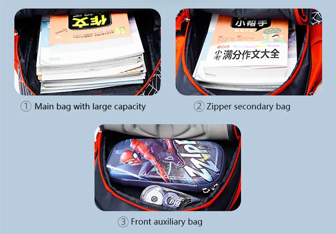 mode enfant sac à dos enfants garçons sac d'école rouge et noir motif araignée sac à dos avec trousse à crayons ensemble enfants fille boutique sac