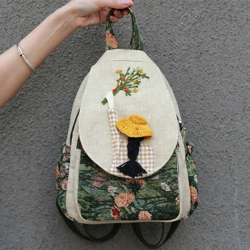 sac à dos de voyage motif aliments 3d pour femmes, sac à dos en lin de haute qualité, sac à dos de luxe pour filles, joli style, mode féminine
