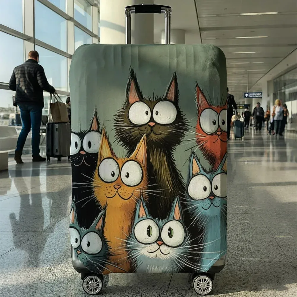 housse de bagage imprimée chat de dessin animé, adaptée aux bagages de 18 à 32 pouces, manchon de poignée de bagage, accessoires de voyage