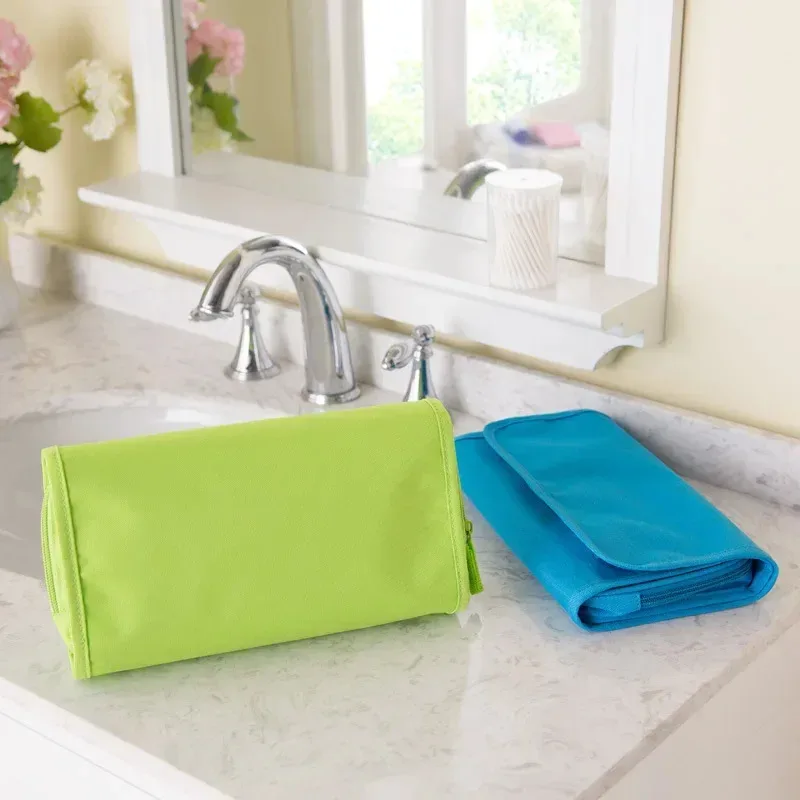sac de rangement suspendu pliable, portable, étanche, trousse de maquillage cosmétique, rangement, trousse de toilette de voyage, accessoires de salle de bains de lavage
