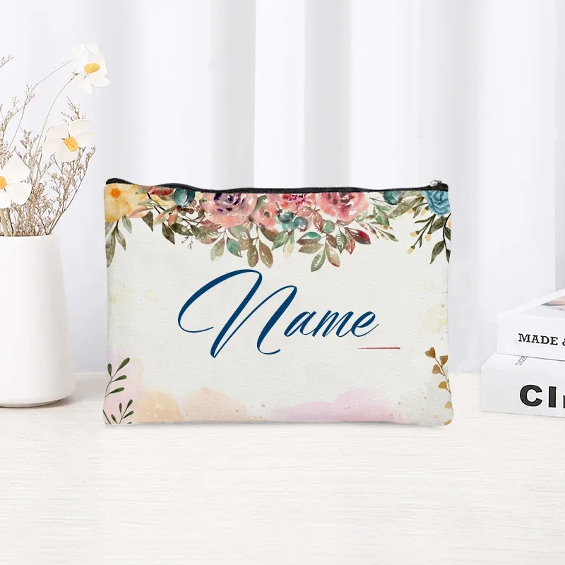 trousse de maquillage personnalisée pour femmes, pochette de rangement simple et fraîche, cadeau pour enseignant(e) ou étudiant(e), trousse à crayons pour femme, sacs de maquillage