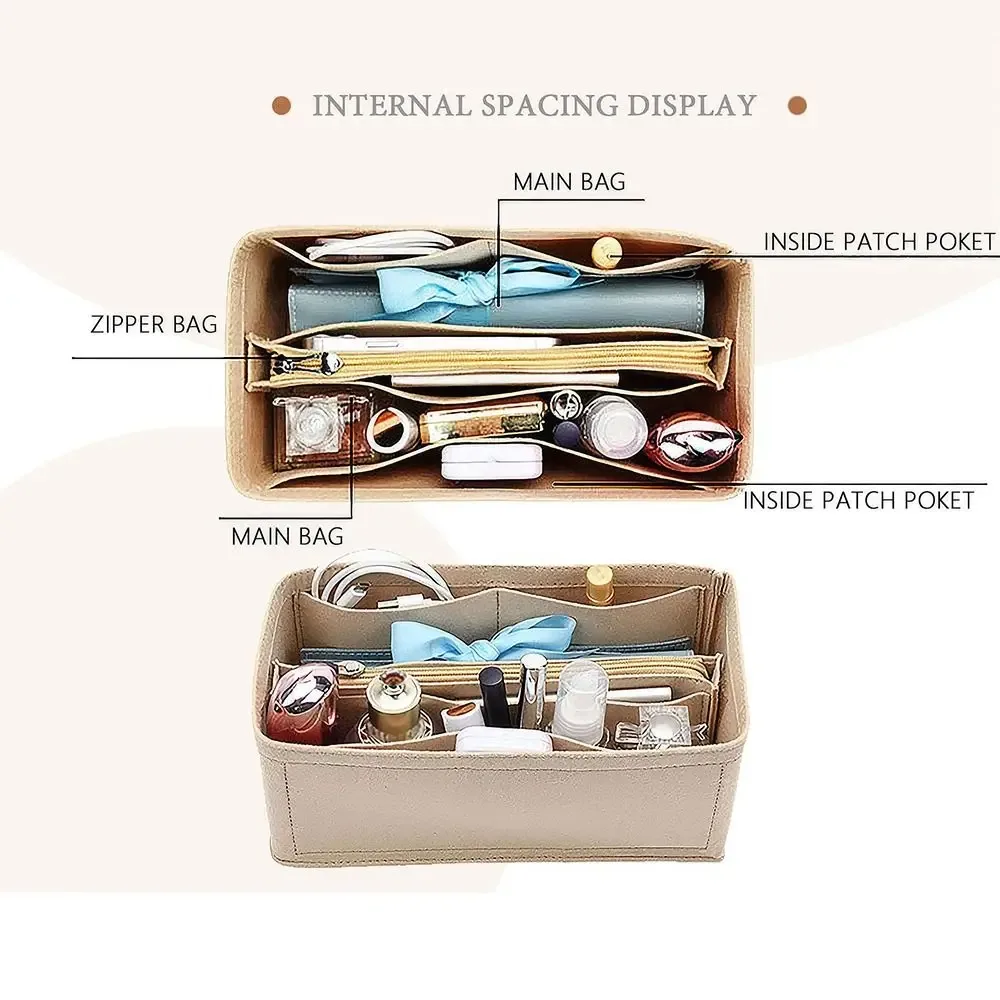 nouveau organisateur de sac multi-poches pour birkin25/30/35 sac intérieur sac de rangement sac à main en feutre insérer sac doublure sac