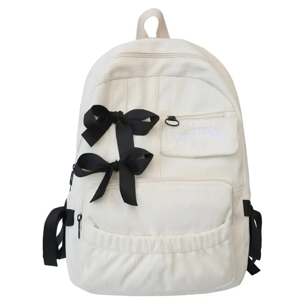 sac à dos d'étudiant à nœud papillon mignon, sac à dos d'école plissé de grande capacité, sac à dos à nœuds réglables