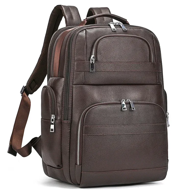 sac à dos pour ordinateur portable haute capacité sac de voyage en cuir véritable pour hommes sacs à dos en cuir de cheval fou livraison directe sac d'école grand