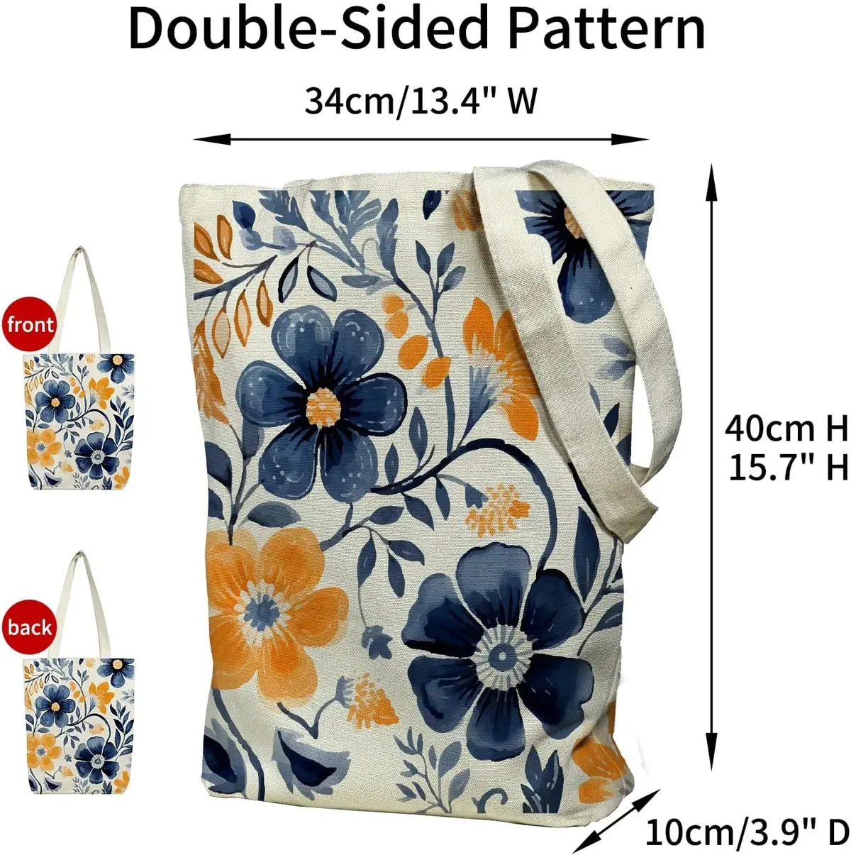 sac fourre-tout en toile pour femmes, sac fourre-tout avec poche intérieure zippée, sac en toile zippé pour le shopping, le travail, les courses, la mode au quotidien