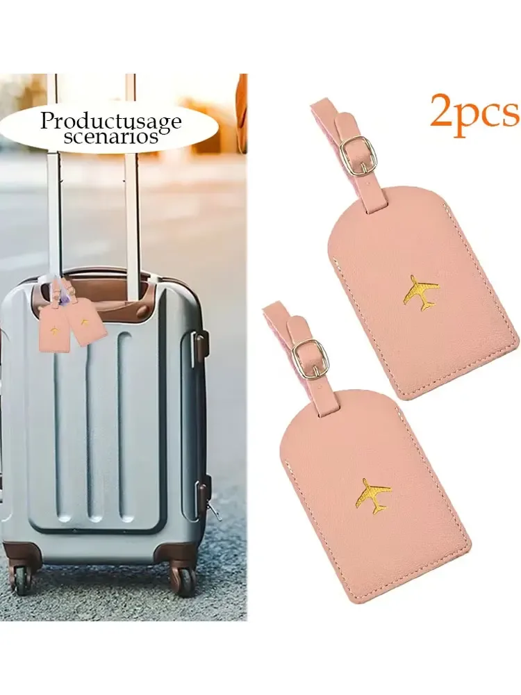 étiquette bagage pvc durables imperméables rectangulaire motif avion centre noir rose voyage identification valise nom adresse