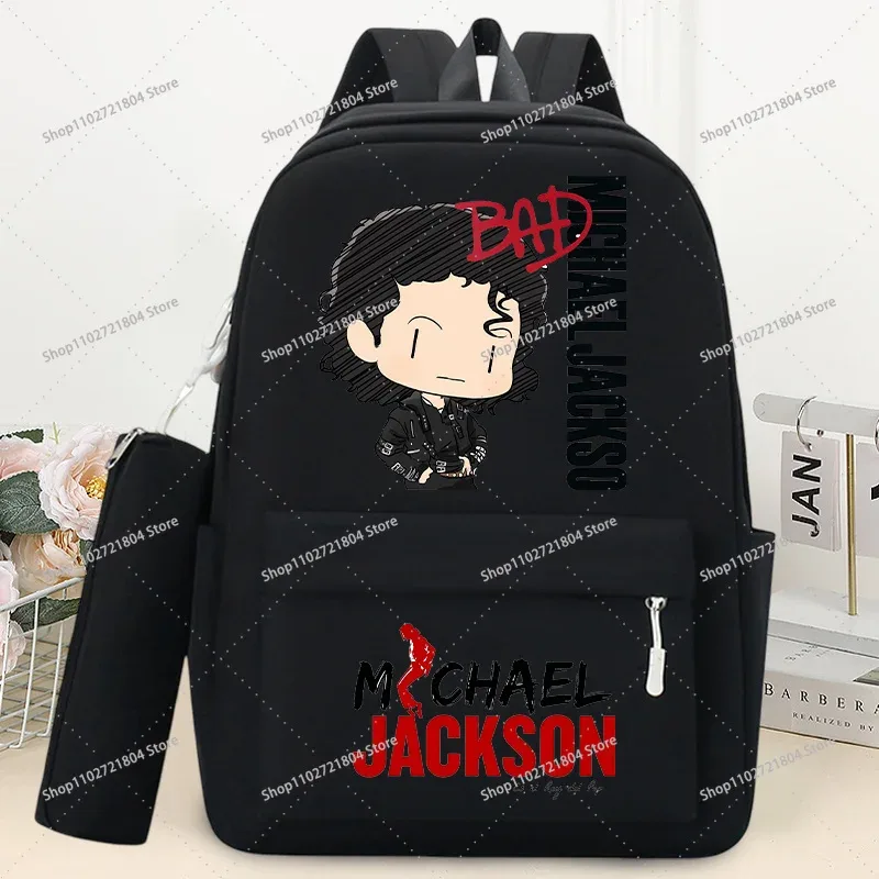 sac à dos king of pop michael jackson avec trousse à crayons, sac à dos à la mode imprimé anime, sacs à dos de rangement pour livres et papeterie pour étudiants
