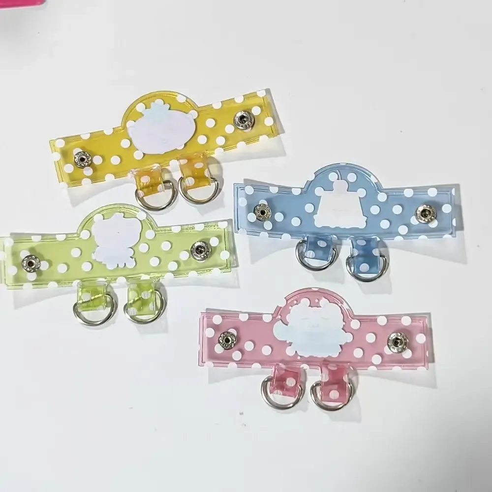 porte clé animaux fruits transparent bleu vert jaune rose design kawaii mignon pois bouton central double anneaux métalliques support breloque voyage accessoire
