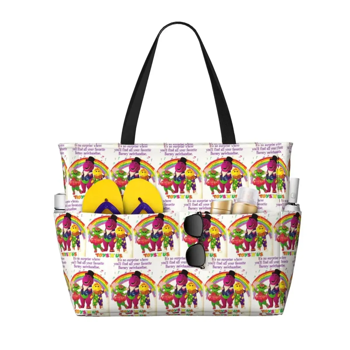 sac voyage polyester motifs personnages animés sacoche noire poches latérales grande poche avant usage voyage sport plage yoga