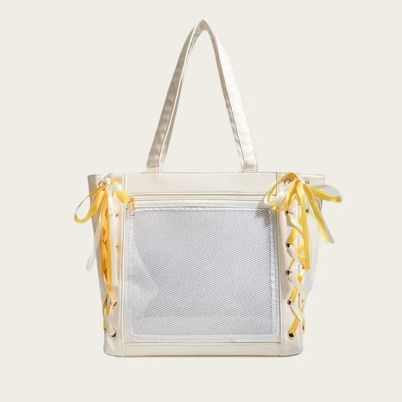 nouveau sac ita japonais mignon et élégant avec ruban, sacs à main transparents pour filles lolita, sacs fourre-tout tendance de grande capacité, sacs à bandoulière esthétiques
