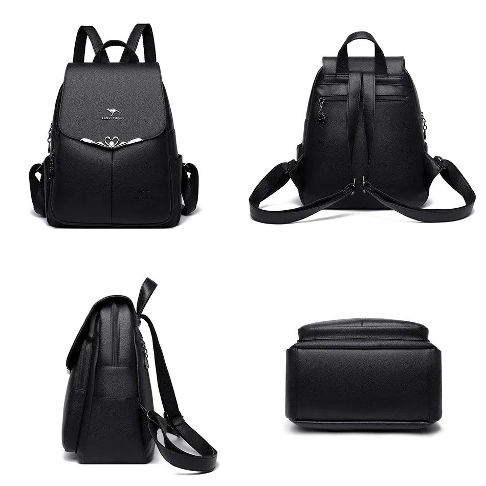 sac à dos en cuir pu pour femme, grande capacité, sac à dos de voyage pour femme, sac à dos pour ordinateur portable pour femme, sacs d'école, créateur de luxe, mode
