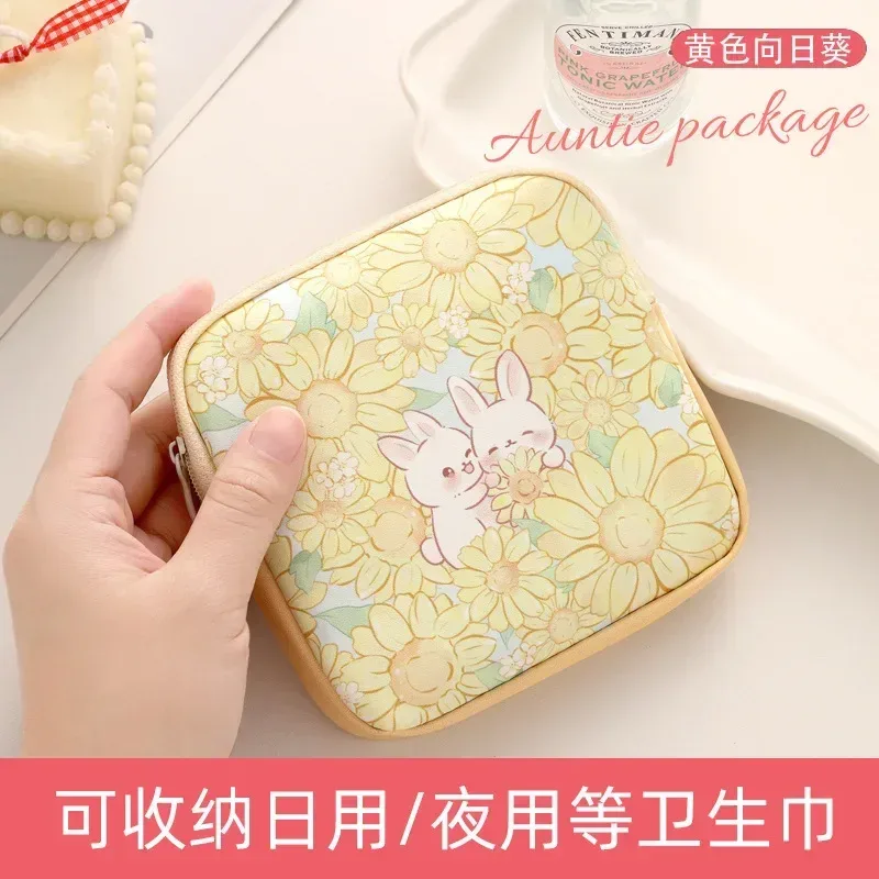 sac de maquillage cosmétique créatif, porte-monnaie de grande capacité, sac pour serviettes hygiéniques, mini organisateur de câbles de données portables pour femmes et filles