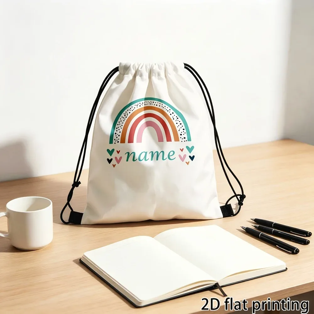 sac à dos à cordon personnalisé avec nom/texte, sac à cordon portable, adapté pour la salle de sport, les voyages, le sport, cadeau de rentrée scolaire, 1 pièce