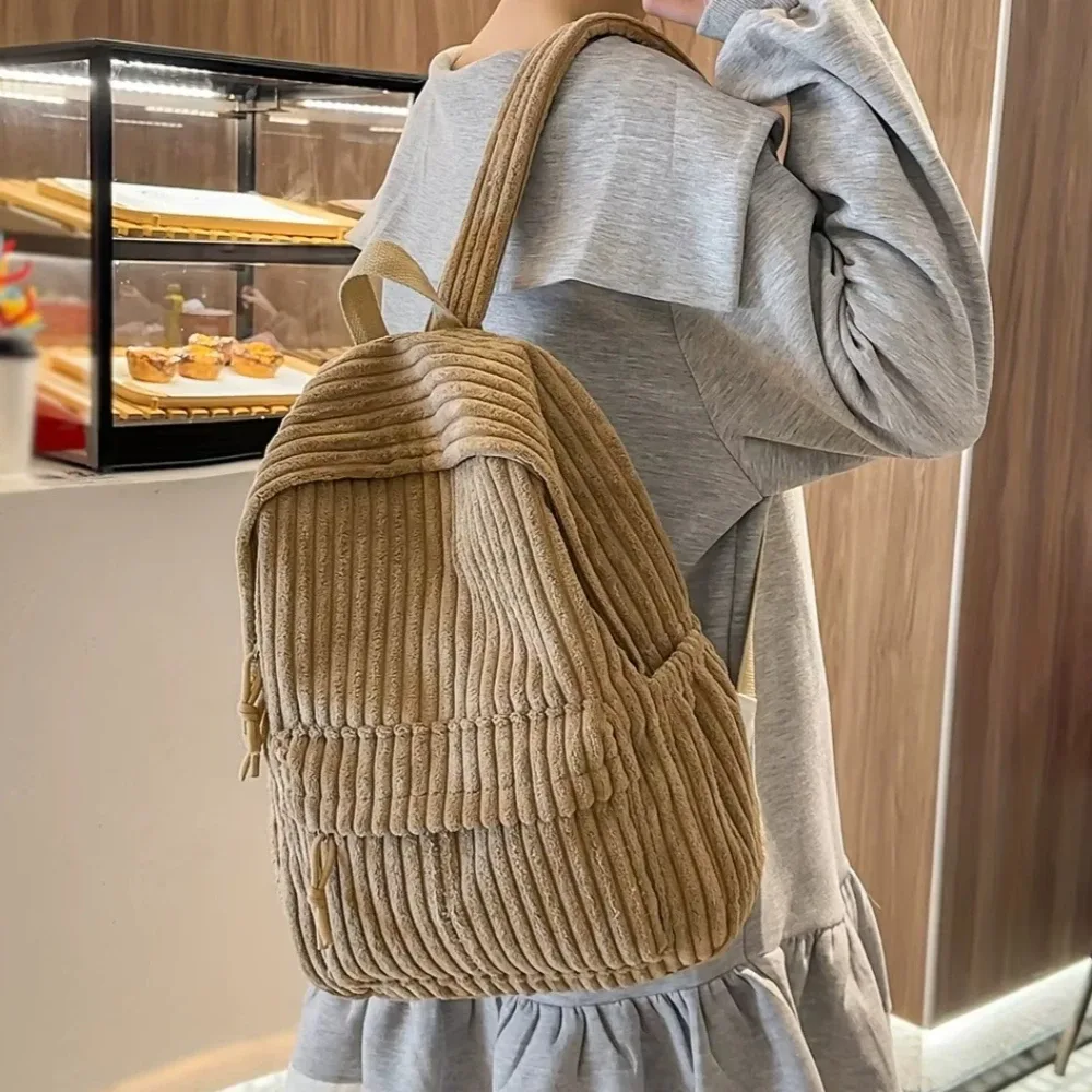 sac à dos en velours côtelé de style coréen, nouveau sac à dos polyvalent pour femmes, sac à dos de voyage pour étudiants, sacs à dos de grande capacité pour les trajets quotidiens