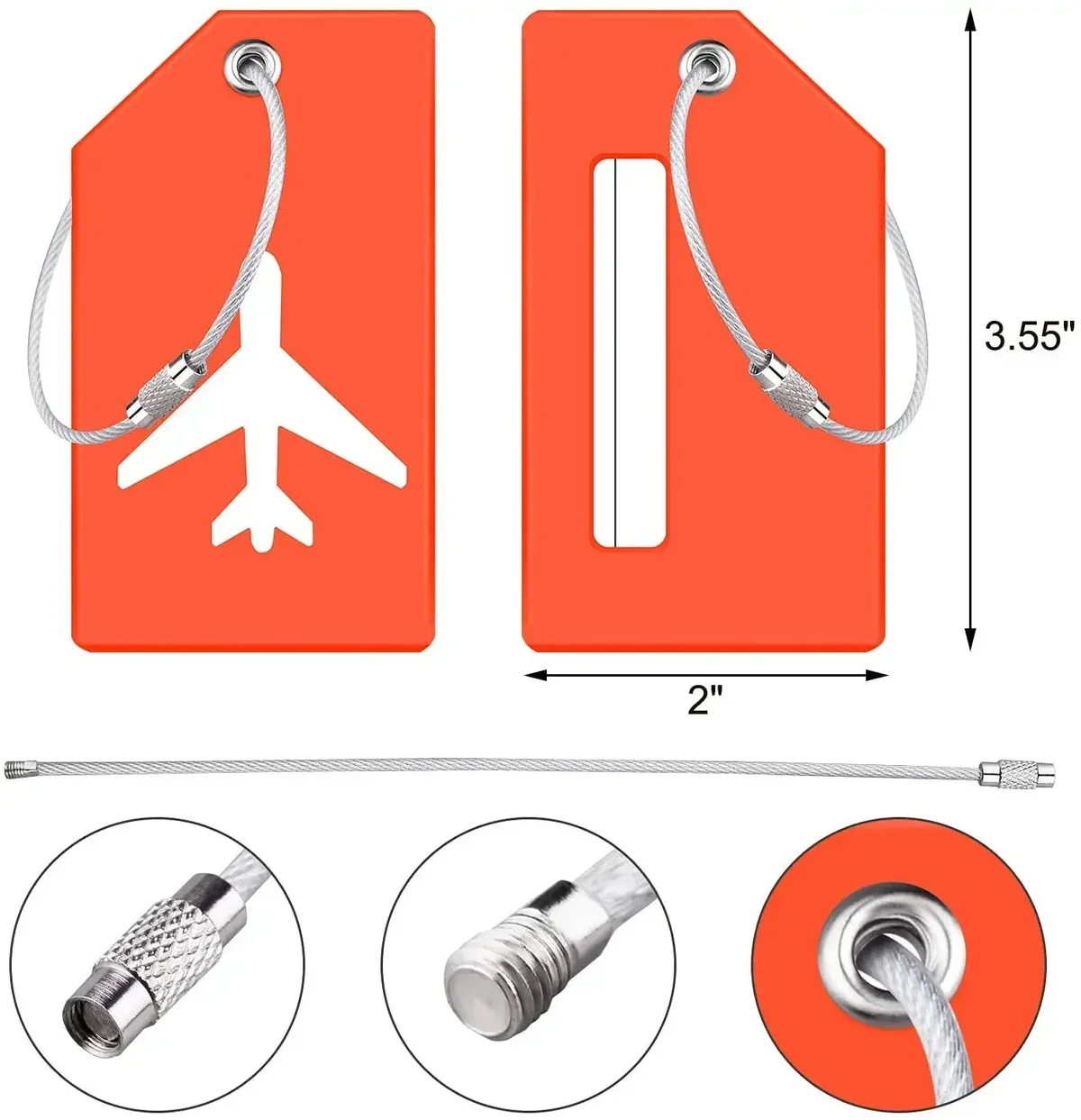 étiquette bagage pvc orange avion blanc voyage accessoires identification valise nom adresse traçabilité sécurité