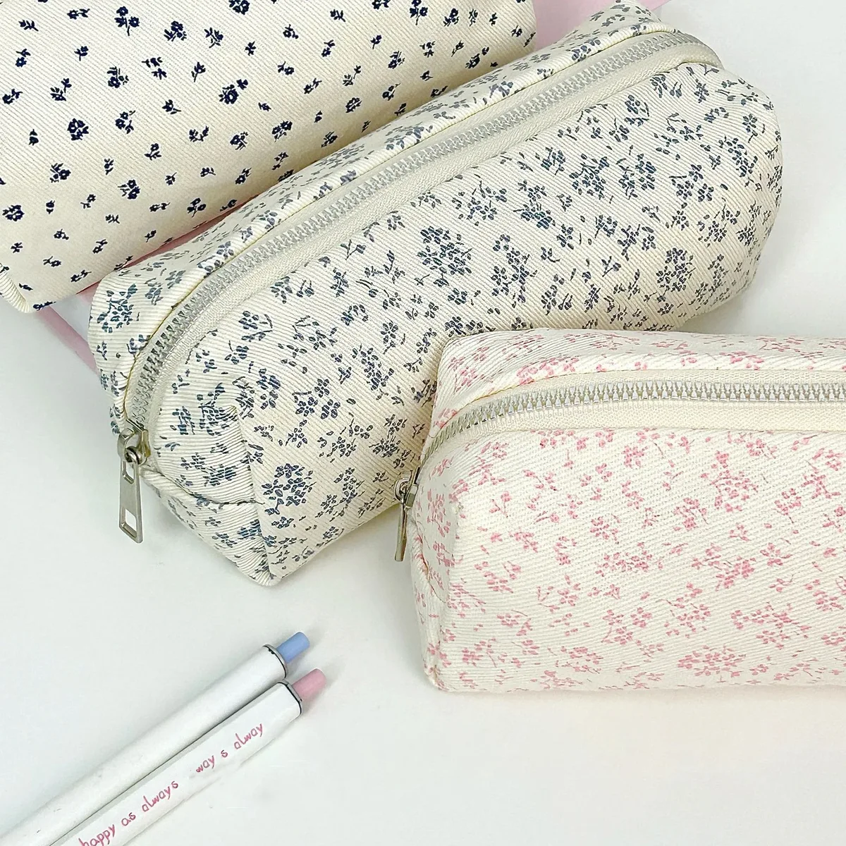 sac de maquillage en toile de haute qualité, sac de rangement portable, sac à stylos élégant pour artistes, accessoires de voyage portables, 18x7x8cm, 1 pièce