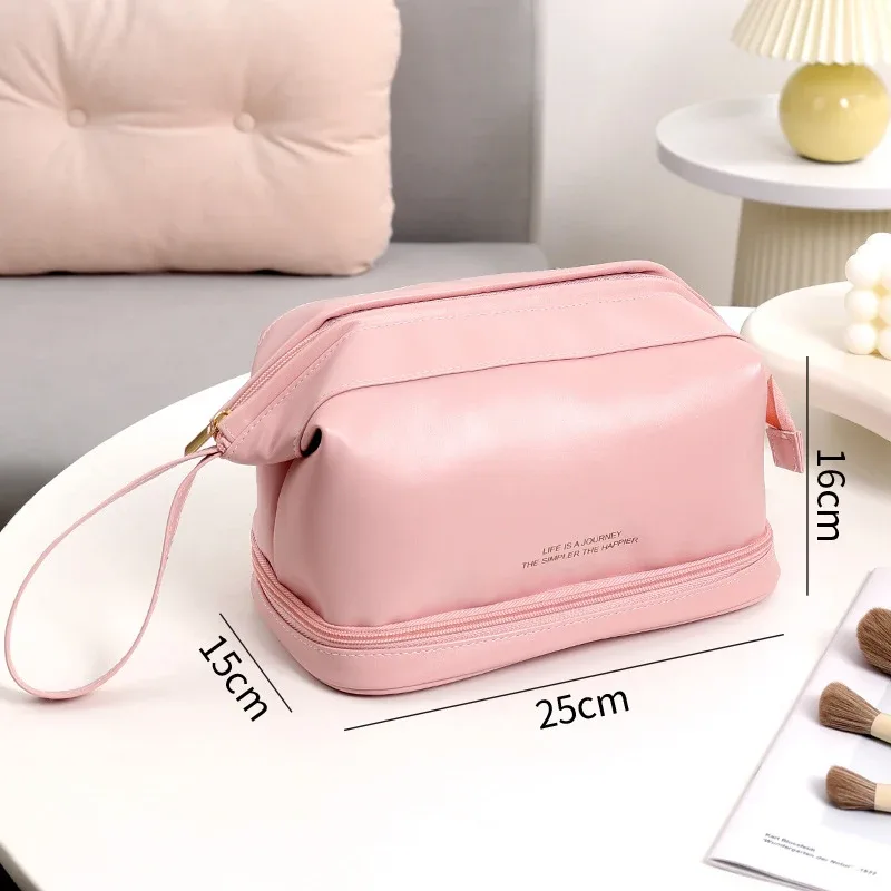 sacs à cosmétiques pour femmes, pochette de maquillage élégante en cuir pu, organisateur de produits de toilette de voyage, sac à main de rangement, fourre-tout de maquillage coréen