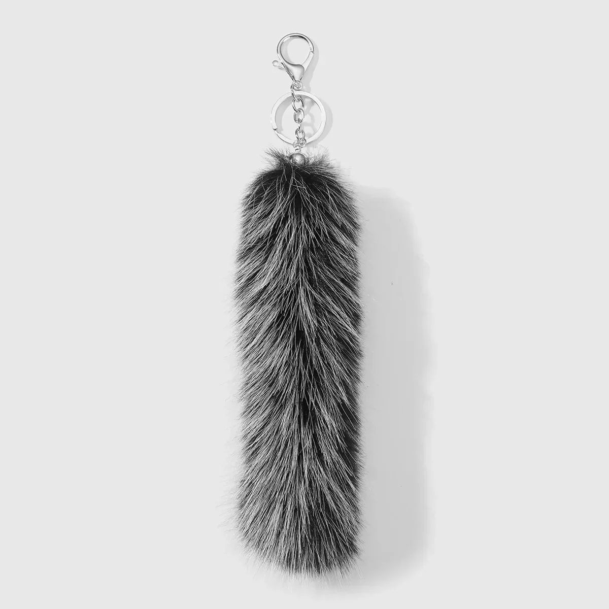 porte-clés queue de raton laveur en fausse fourrure, breloque de sac rayée et moelleuse pour femmes et filles, accessoire pendentif pour sac à dos et sac à main style y2k punk