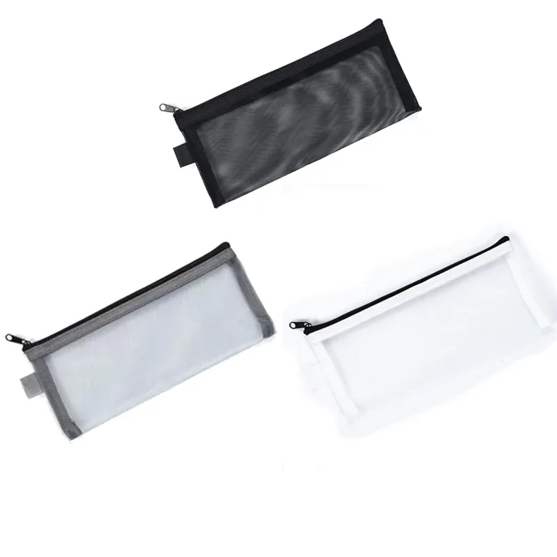 fille maille sac cosmétique filets papeterie crayon sac étui support fermeture éclair portable rouges à lèvres clés pièce de monnaie charge câble organisateur étui