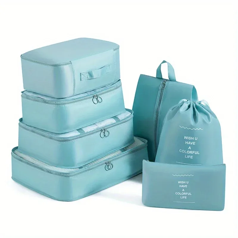 organisateur voyage polyester rouge noir beige vert rose gris rectangulaire ouverture zippée rangement vêtements accessoires