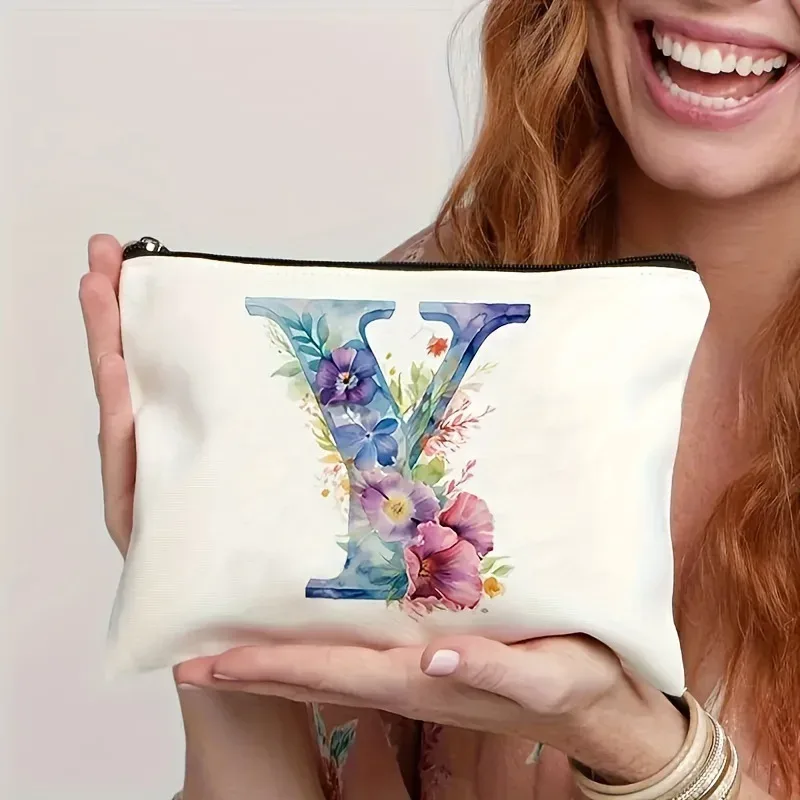 trousse de maquillage pour femme a-z lettre motif créatif sacs de maquillage sac de rangement sacs à fermeture éclair pochette de maquillage