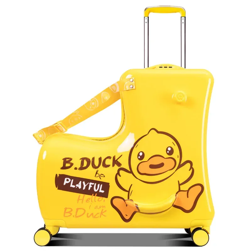 nouvelle valise d'équitation pour enfants sur roulettes, valise de voyage à roulettes de dessin animé pour enfants, peut s'asseoir et faire du cheval, bagages roulants, cadeaux