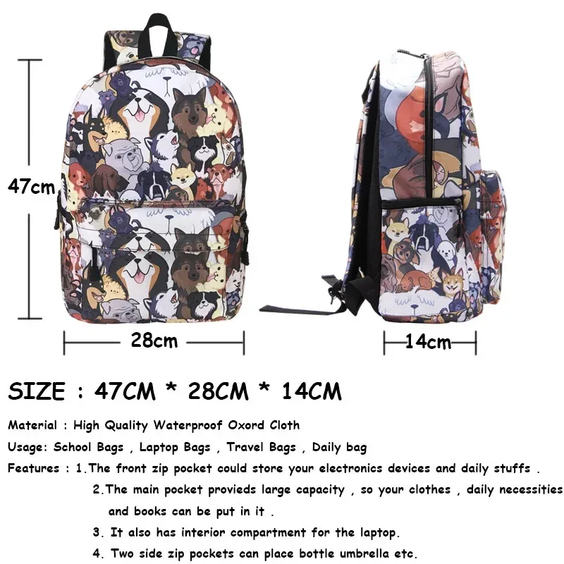 sac à dos imprimé chaton/chien, mignon, pour adolescent, garçon, fille, enfants, cartable pour voyage