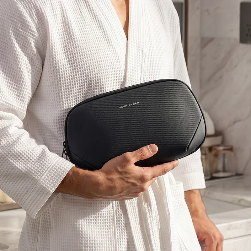 sac de toilette de voyage pour homme mark ryden, étanche aux éclaboussures, avec fermeture éclair ykk et crochet de suspension pour les voyages d'affaires.