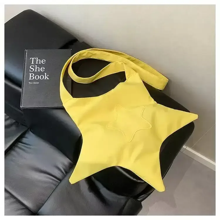 sac fourre-tout en forme d'étoile y2k pour femmes, sac à bandoulière décontracté en polyester doux, sac à main esthétique streetwear harajuku, multi-usage