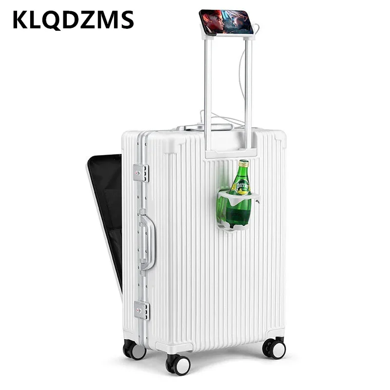 klqdzms bagage multifonctionnel à ouverture frontale 18"20"24 pouces, cadre en aluminium, bagage de cabine durable, valise portable pour ordinateur portable