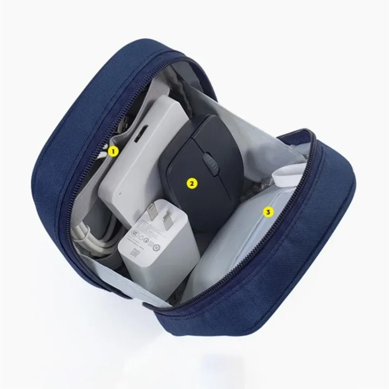 sac de voyage oxford de couleur unie, résistant aux chocs, multi-couches, pour câbles, chargeur, données usb, organisateur d'accessoires électroniques, pochette de rangement
