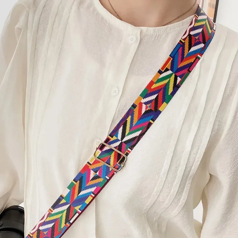 sangle de sac en nylon pour femme, 1 pièce, sangles colorées pour bandoulière, accessoires de sac à bandoulière, ceintures brodées réglables